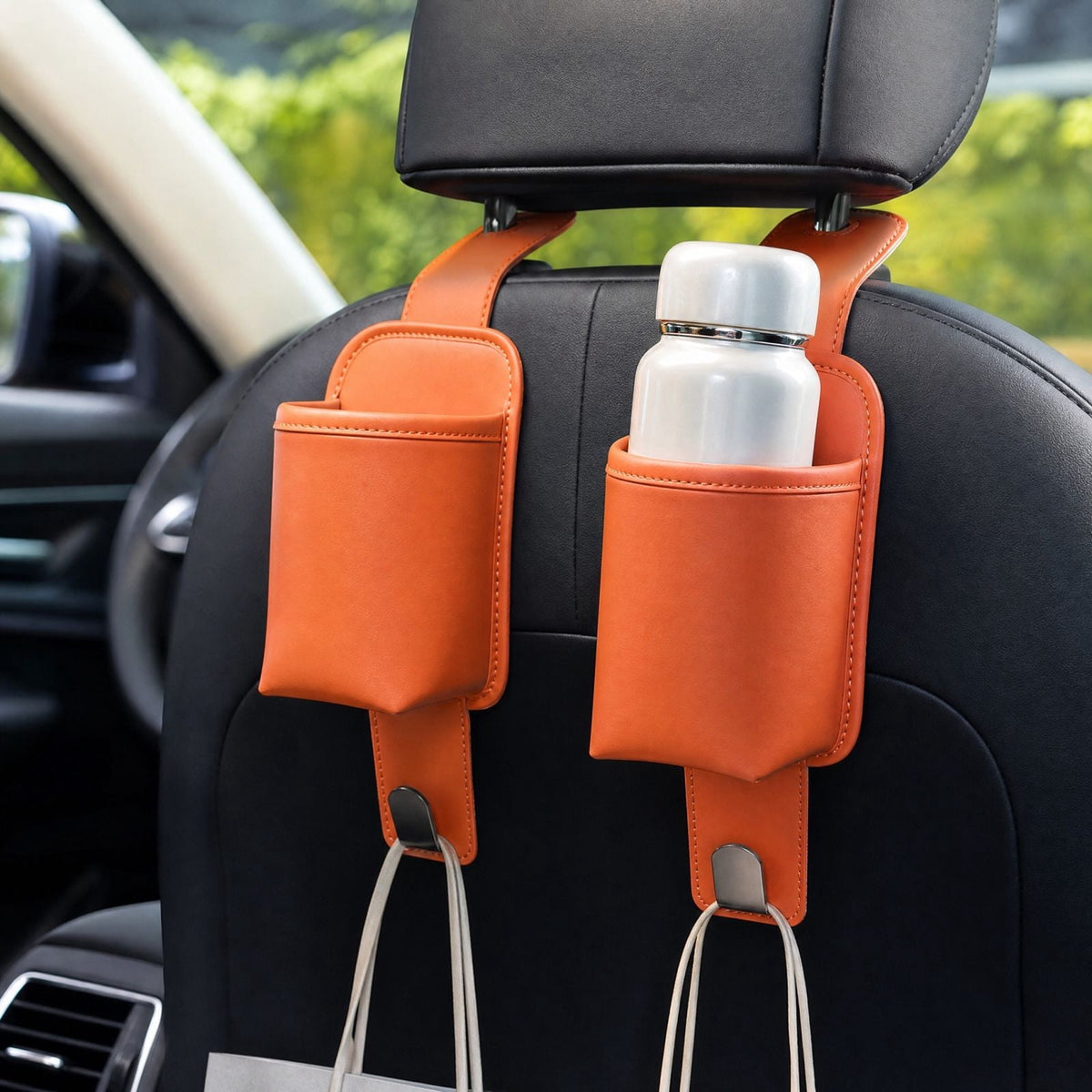 Orange Metal Headrest Hook for Car Seats, Hanger for Purses, Grocery Bags and Coats - Image 6