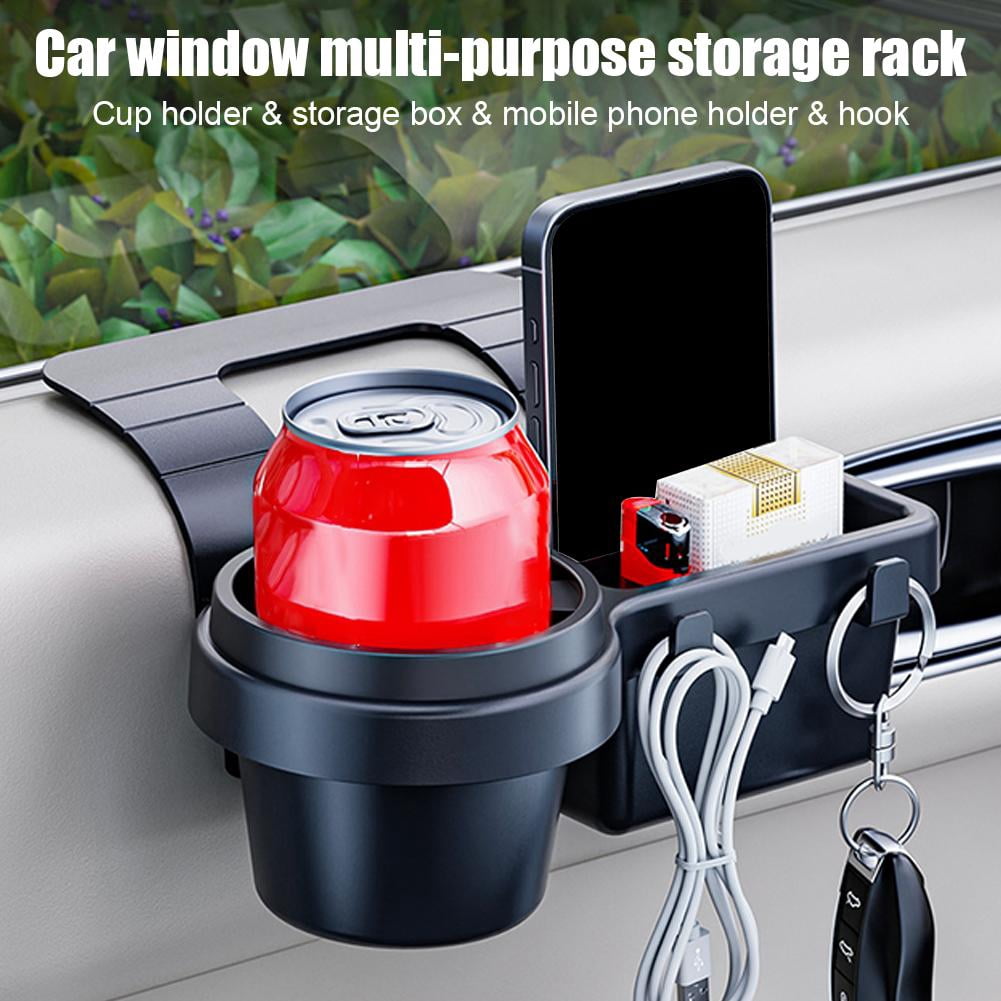 Car Door Window Cup Holder and Phone Rack, ABS Hanging Storage Box for Front or Rear Seats - Image 6