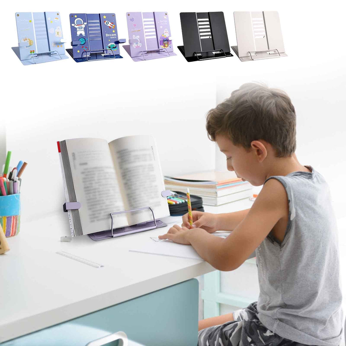 Foldable Reading Stand for Books and Documents, Adjustable Lightweight Desktop Book Rest - Image 3