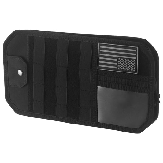 Sun Visor Organizer with Card Slots, Zip Pocket and Sunglass Strap, Black Fabric, 12.99 x 6.88 in