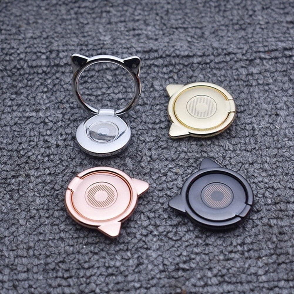 Cat Ear Phone Ring Grip and Kickstand, 360 Degree Rotating Metal Finger Holder - Image 3