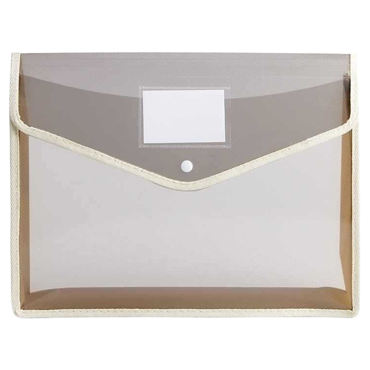 Expanding Document Pouch with Snap Closure, Clear Plastic File Folder with Label Pocket, 11 x 14.6 in