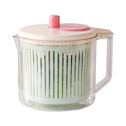 Pink Hand-Crank Salad Spinner, Lettuce and Vegetable Dryer with Removable Basket