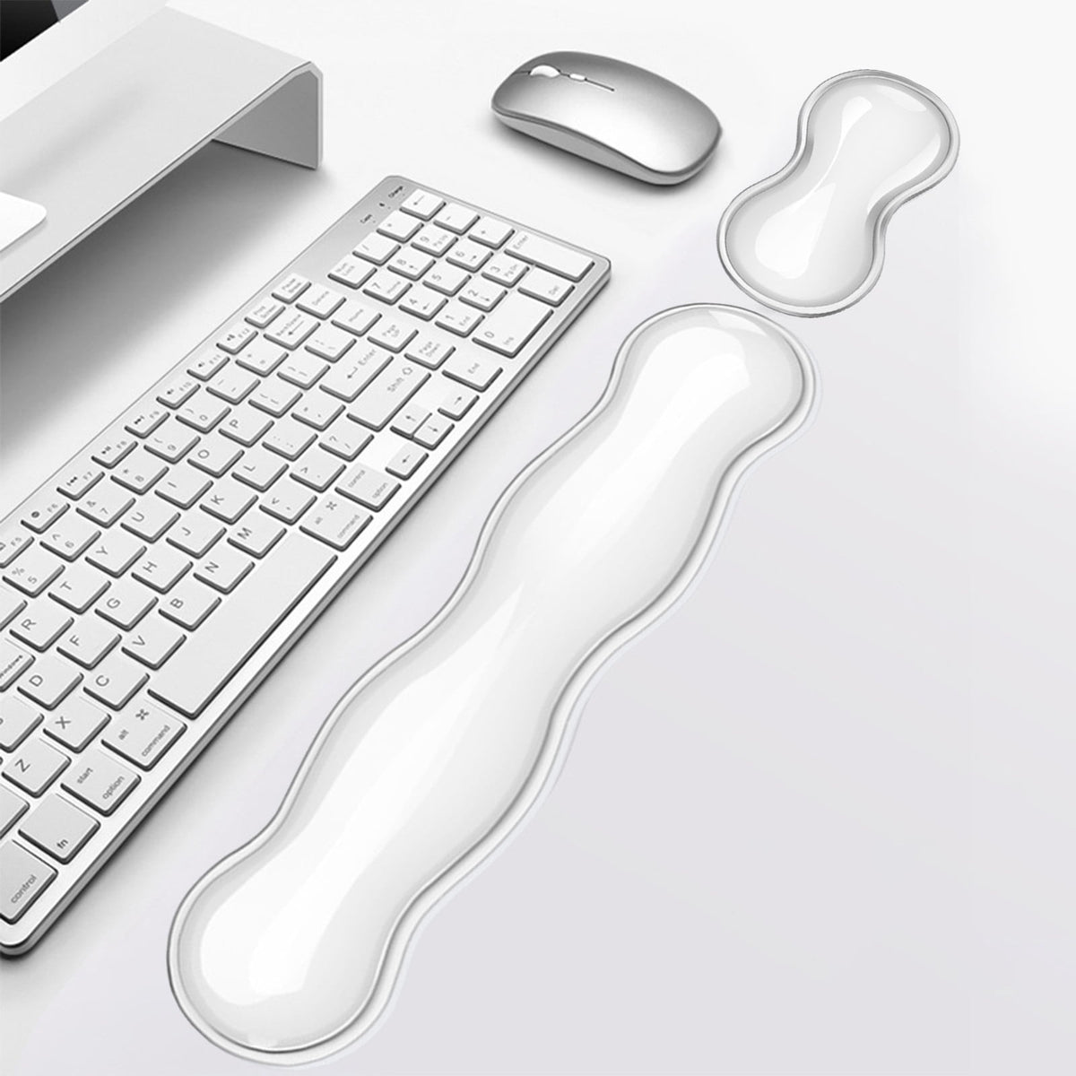Clear Gel Wrist Rest Set for Keyboard and Mouse, Anti-Slip Silicone Supports for Long Typing Sessions - Image 3