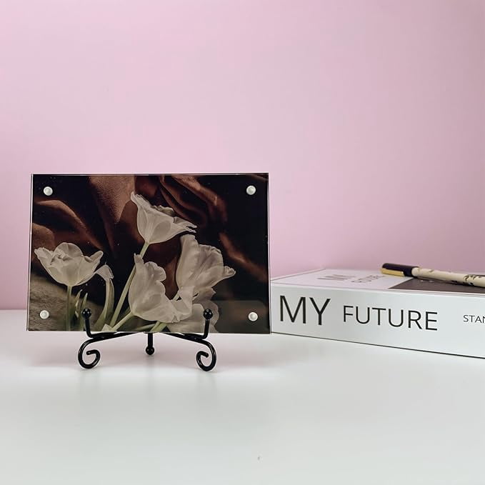 Black Iron Plate Stands, 4 Inch Mini Easels for Photos, Cards and Plaques, Set of 4 - Image 5