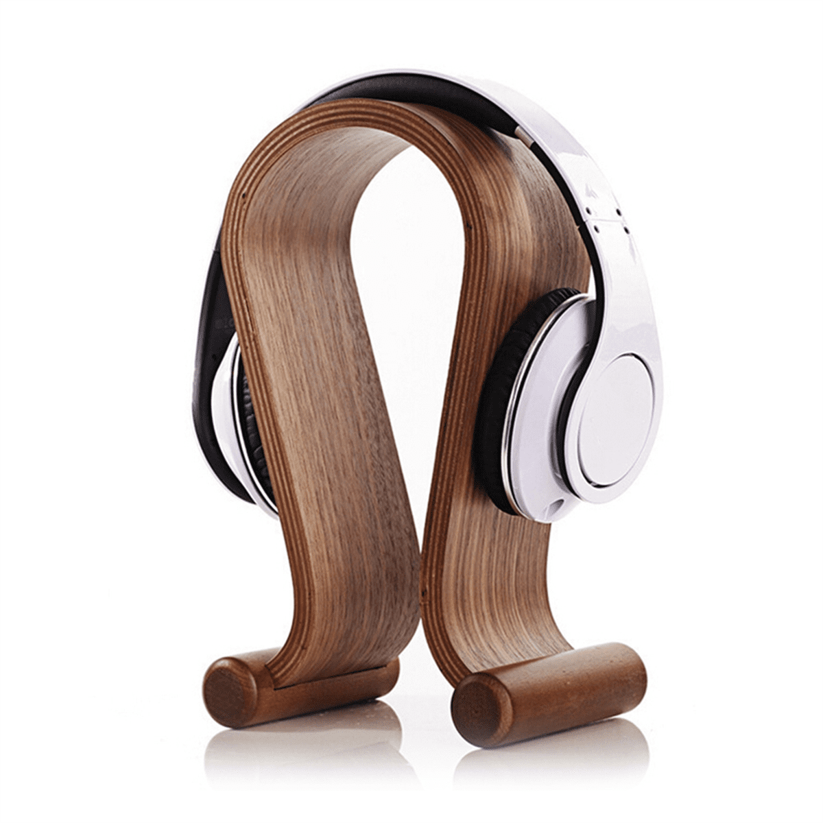 Walnut-Tone Wooden Headset Stand, Desk Display Holder for Gaming and Studio Headphones - Image 5