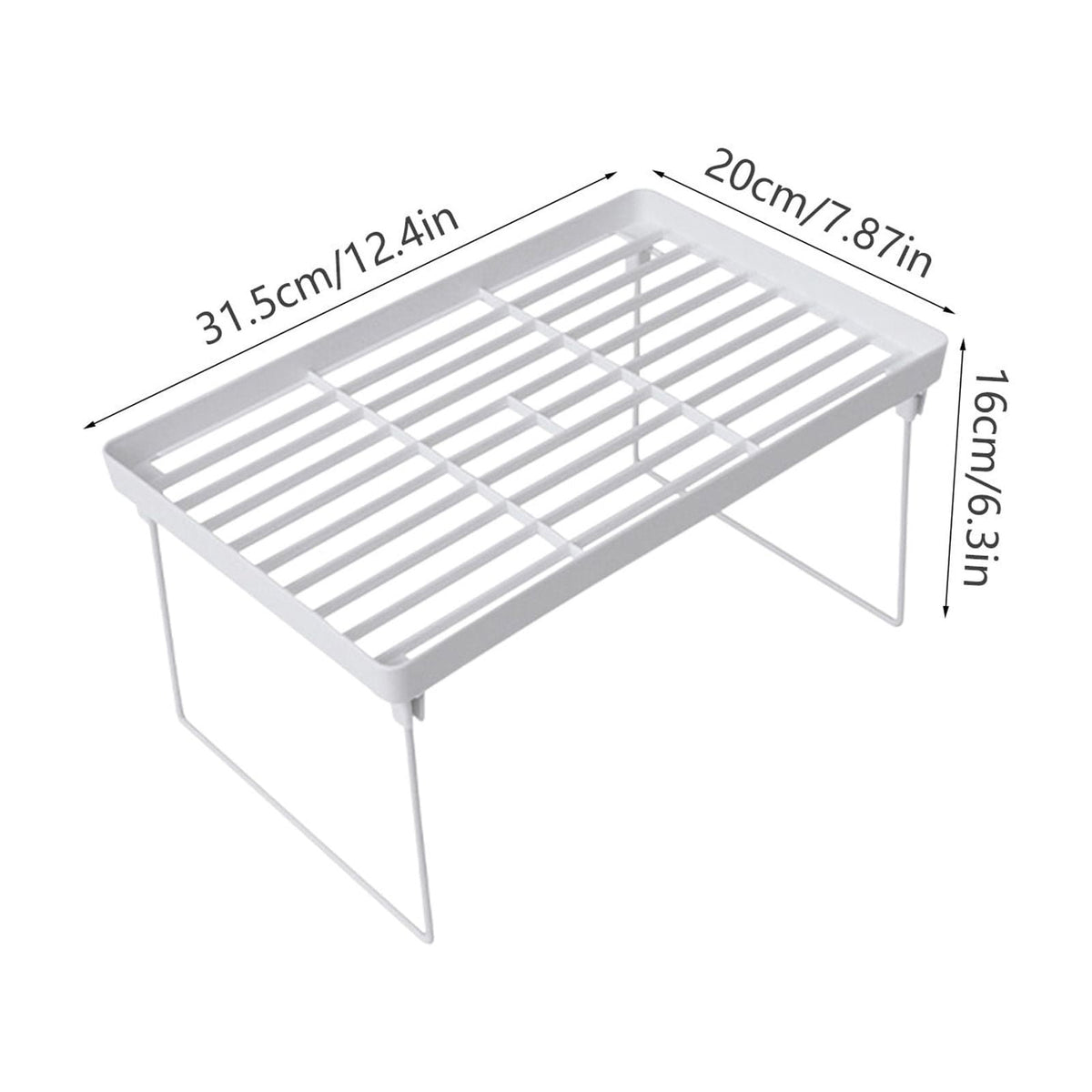 Foldable Two-Tier Desktop Rack, White Riser Shelf for Monitor, Books and Supplies - Image 3