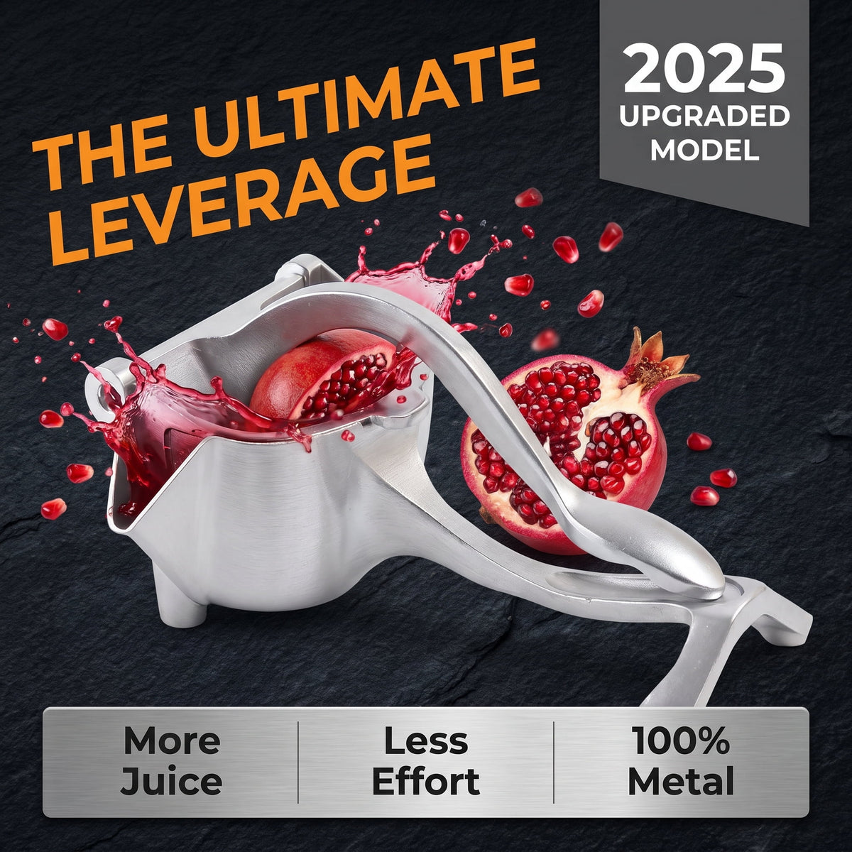 Lever-Press Hand Juicer for Lemons, Limes and Oranges, Silver Citrus Squeezer with Strainer - Image 5