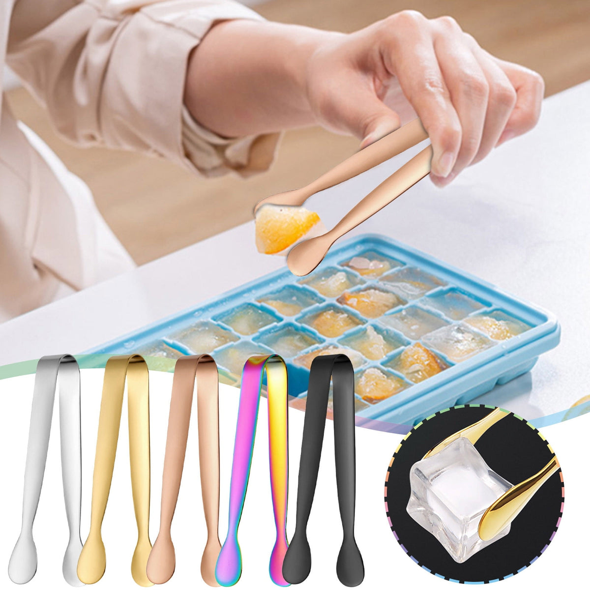 Mini Stainless Steel Serving Tongs for Sugar Cubes, Ice and Charcuterie Boards - Image 2