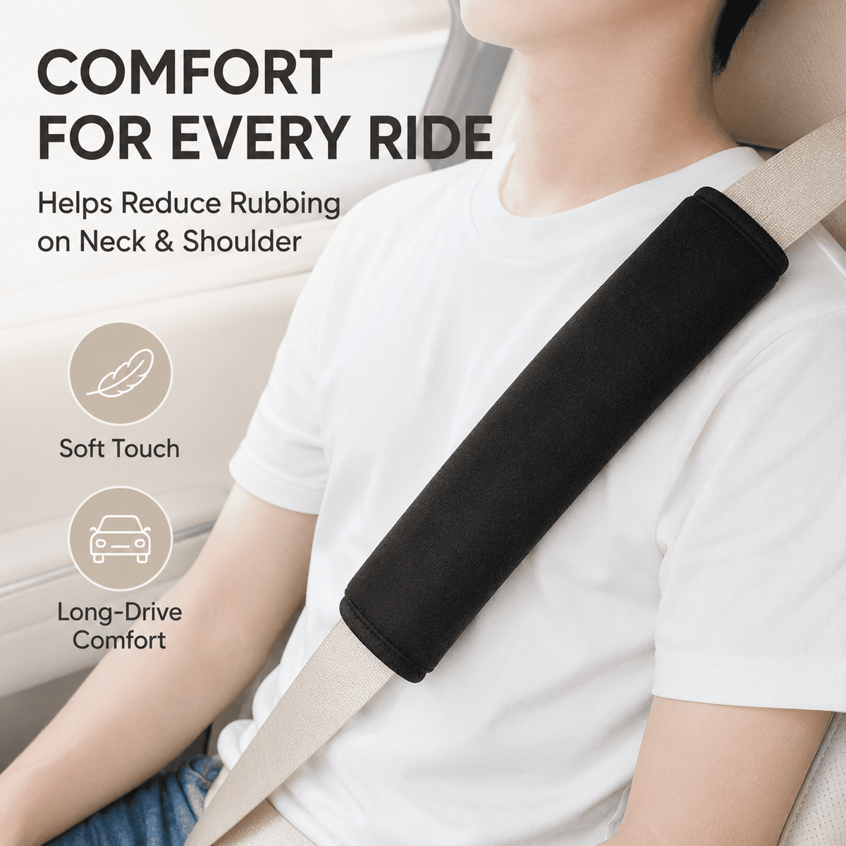 Soft Neoprene Seat Belt Shoulder Pads, Anti-Slip Strap Covers for Cars and Bags, 4 Pack - Image 6
