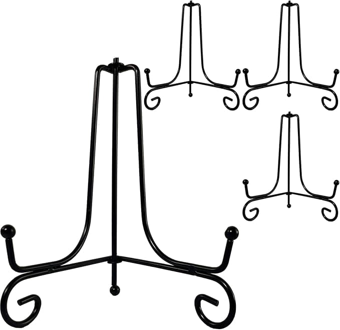 Black Iron Plate Stands, 4 Inch Mini Easels for Photos, Cards and Plaques, Set of 4 - Image 2