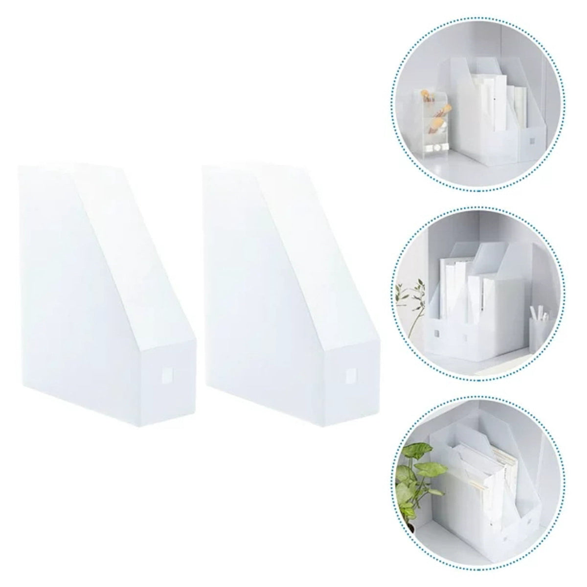 Clear Acrylic Magazine Holders, Upright File Boxes for Folders, Notebooks and Documents, Set of 2 - Image 5