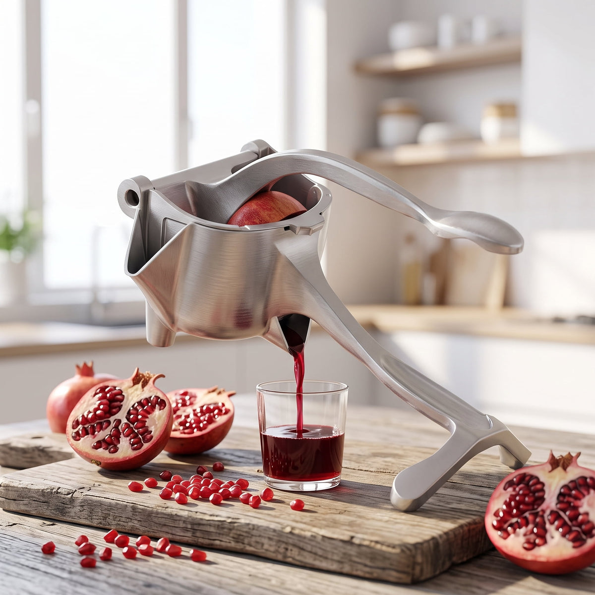 Lever-Press Hand Juicer for Lemons, Limes and Oranges, Silver Citrus Squeezer with Strainer - Image 3
