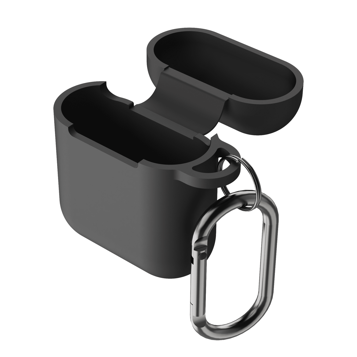 Silicone Earbud Case Cover with Carabiner and Cleaning Pens, Black, for 1st and 2nd Gen Stem-Style Cases - Image 6