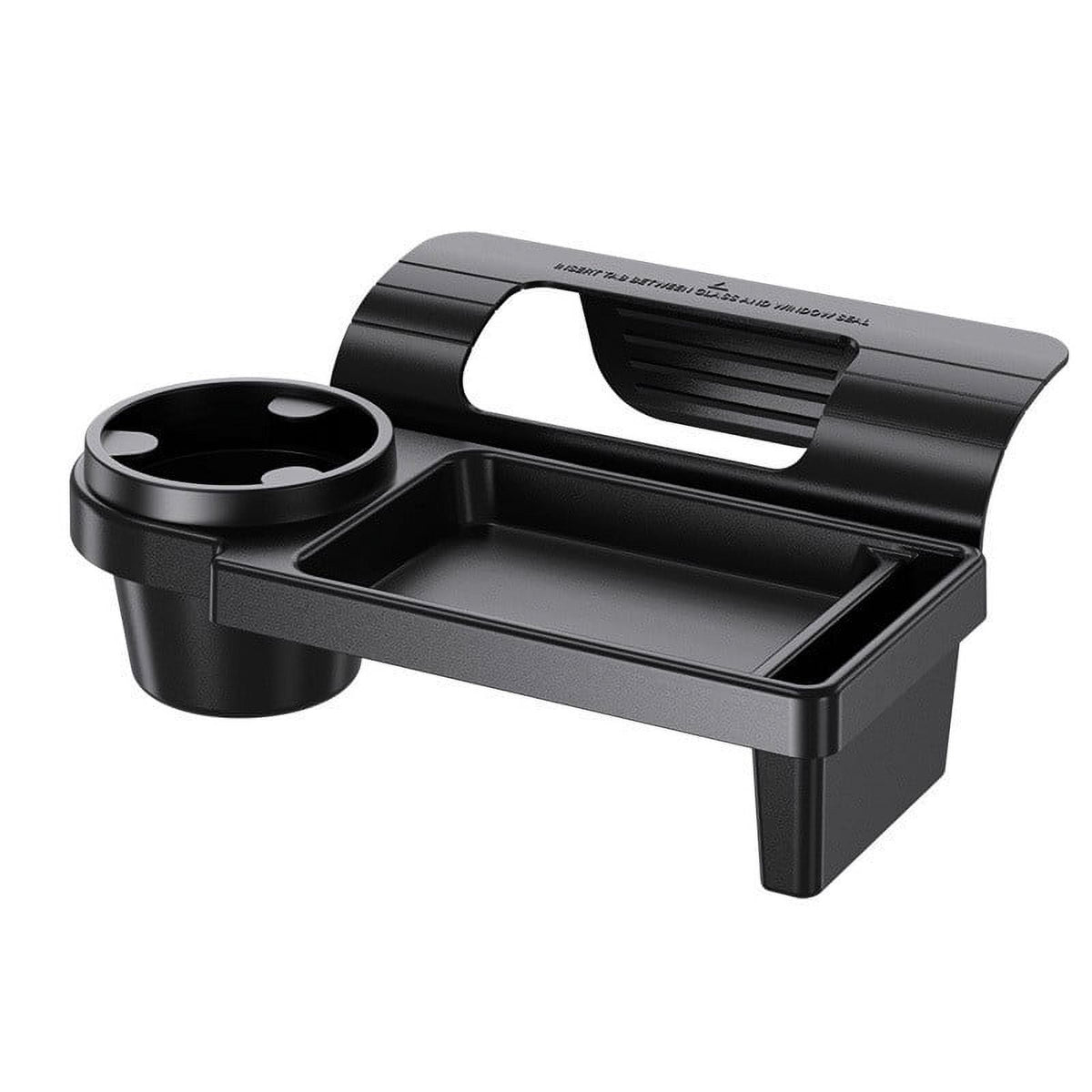 Car Window Storage Tray with Cup Holder and Phone Slot, Door-Side Hanging Organizer