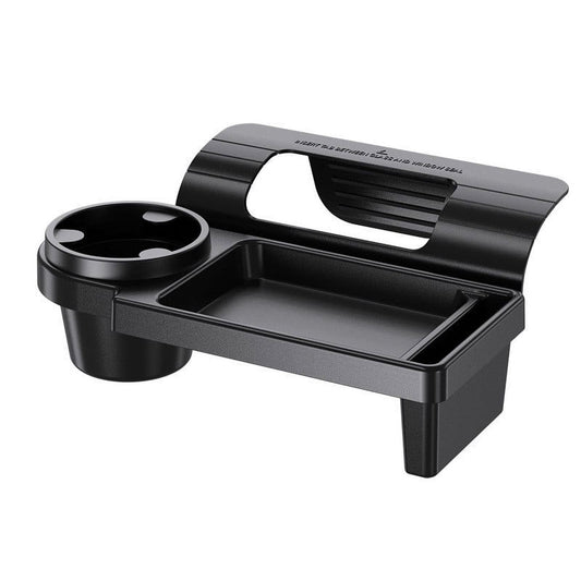 Car Window Storage Tray with Cup Holder and Phone Slot, Door-Side Hanging Organizer