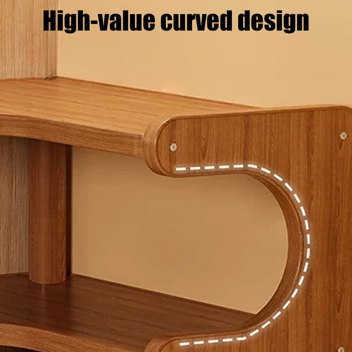 L-Shaped Corner Desk Shelf, Tiered Wooden Organizer for Small Spaces, 13.7 x 5.1 in, Coffee - Image 6
