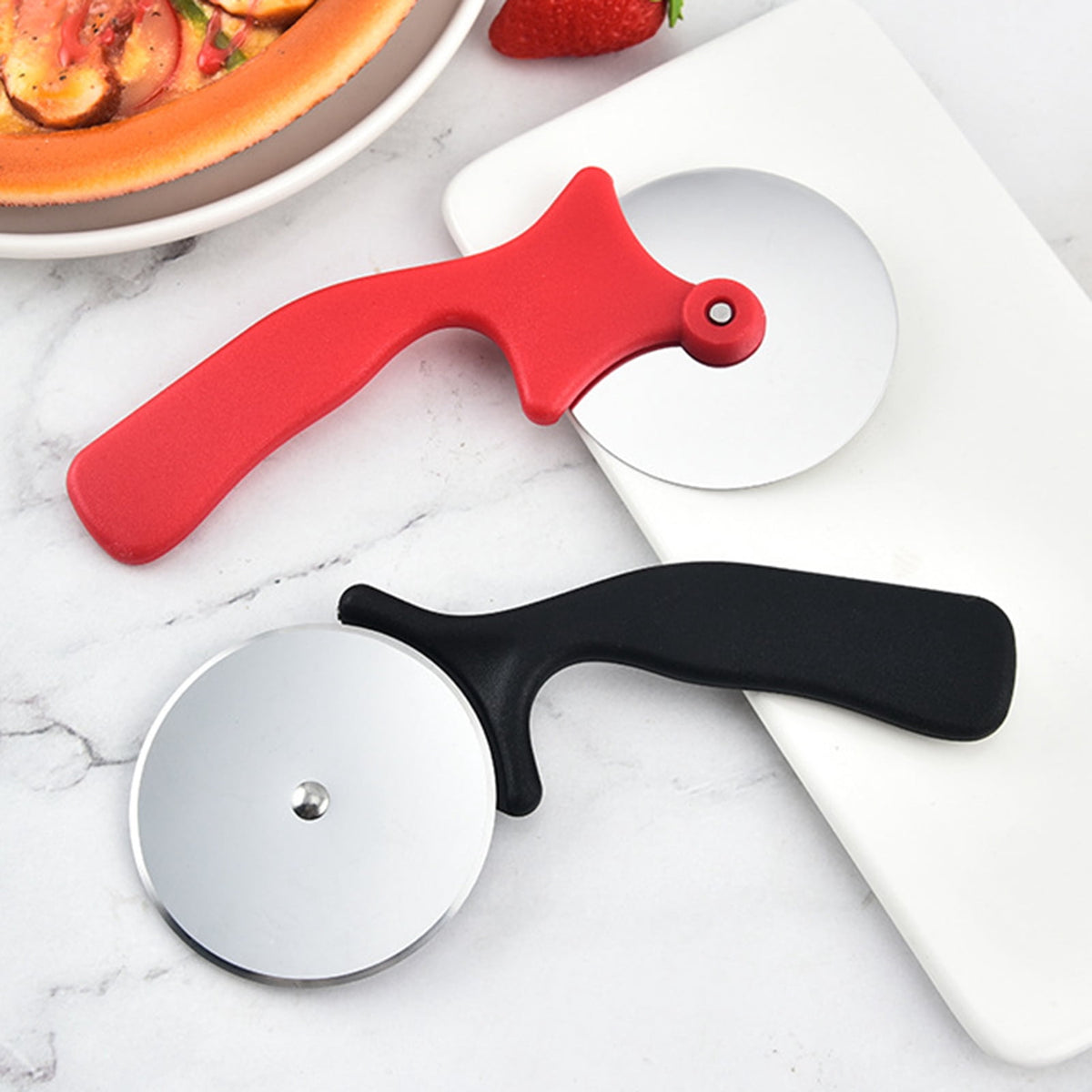 Pink Pizza Wheel with Stainless Steel Blade and Ergonomic Handle, Slicer for Pastry and Dough - Image 4