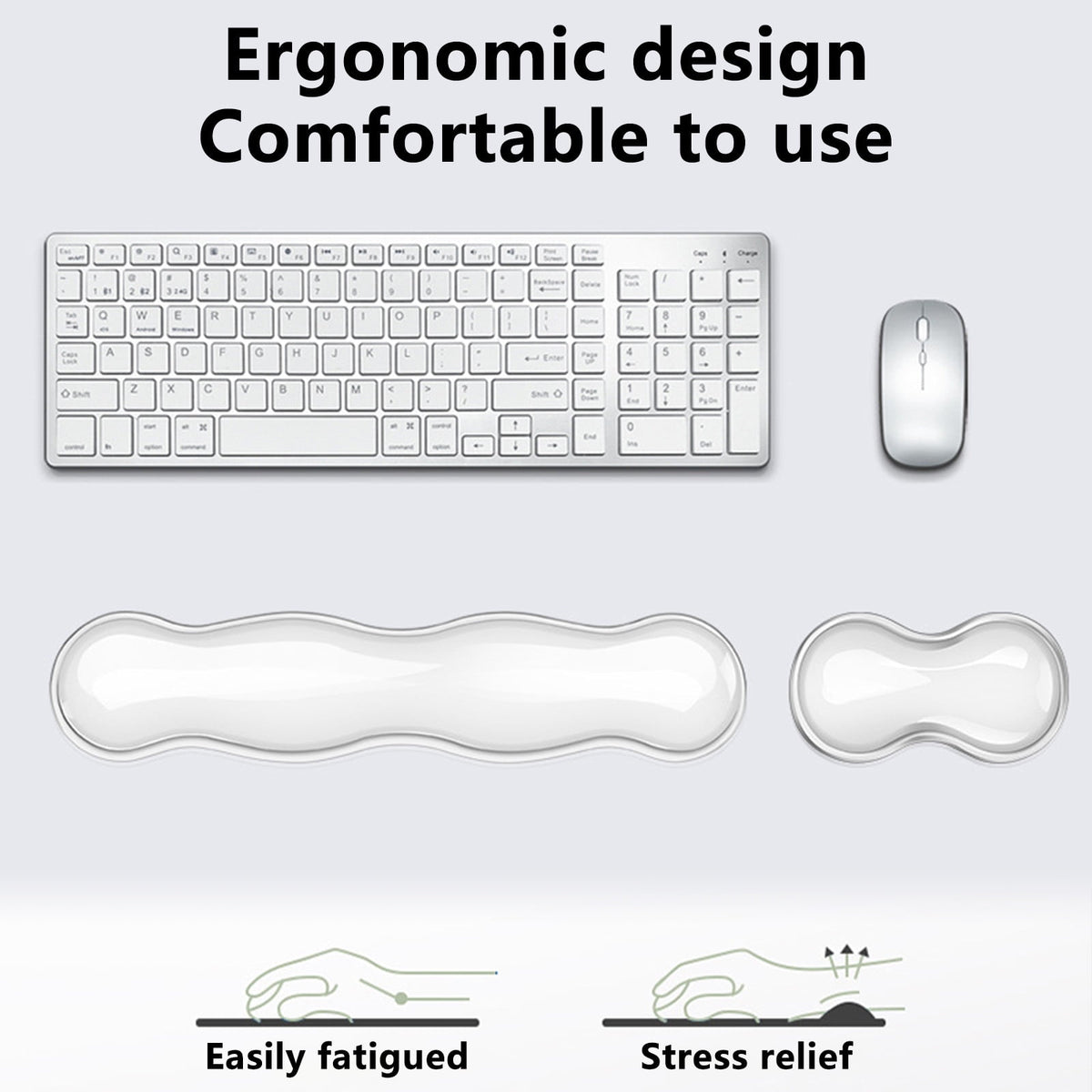 Clear Gel Wrist Rest Set for Keyboard and Mouse, Anti-Slip Silicone Supports for Long Typing Sessions - Image 4