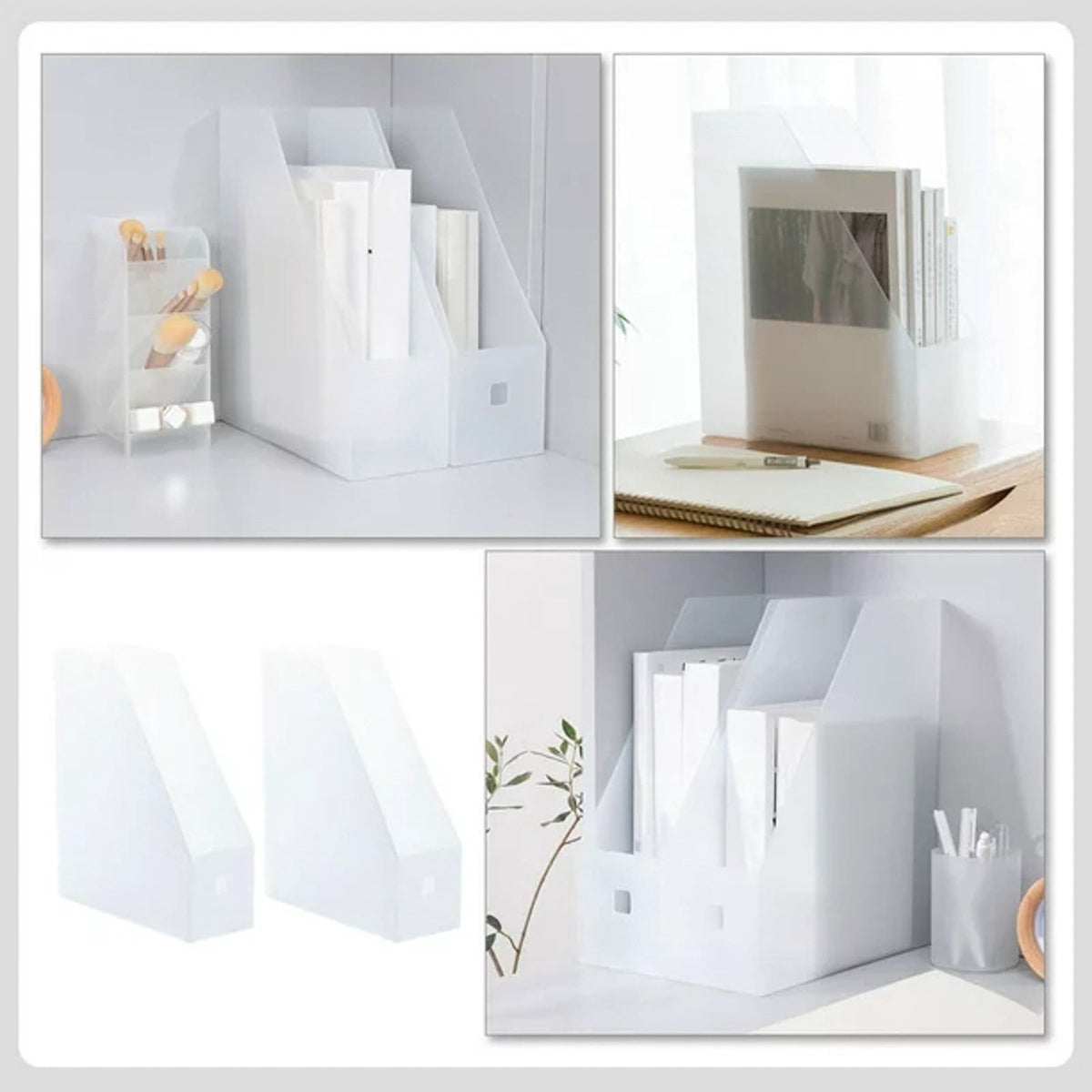 Clear Acrylic Magazine Holders, Upright File Boxes for Folders, Notebooks and Documents, Set of 2 - Image 4