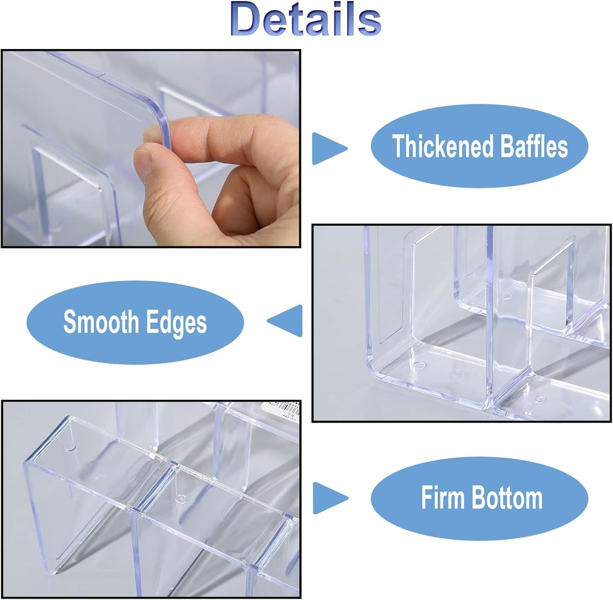 Clear Acrylic Desk File Sorter with 4 Sections, Vertical Holder for Letter Papers and Books - Image 3