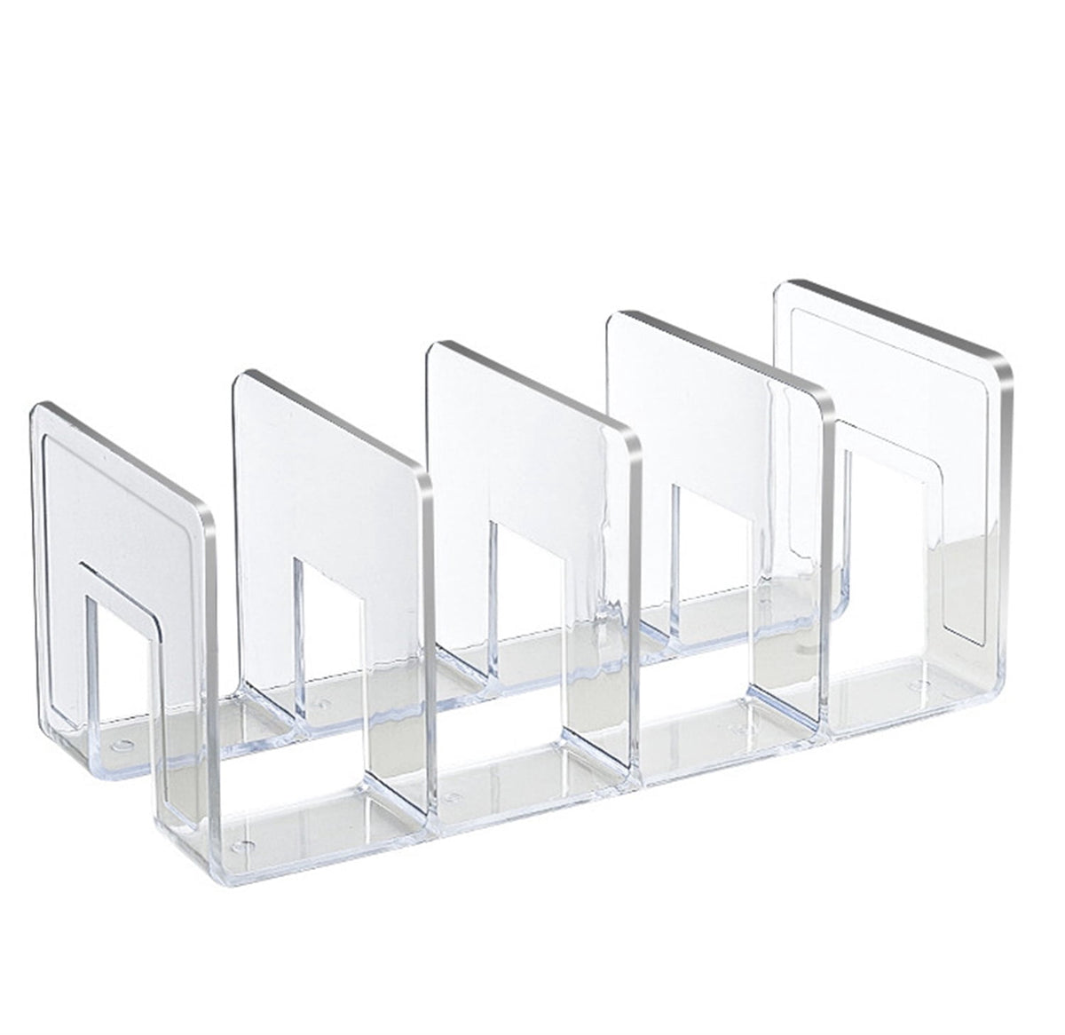 Clear Acrylic Desk File Sorter with 4 Sections, Vertical Holder for Letter Papers and Books