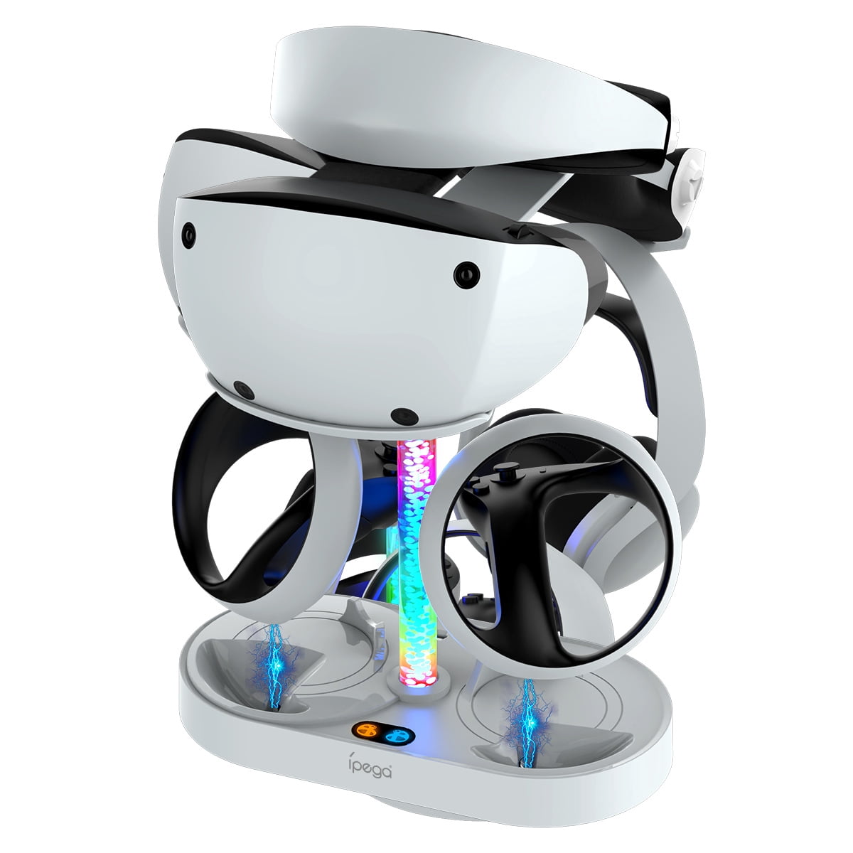 VR Controller Charging Dock with Headset Stand and RGB Light, Magnetic USB-C Adapters Included - Image 3