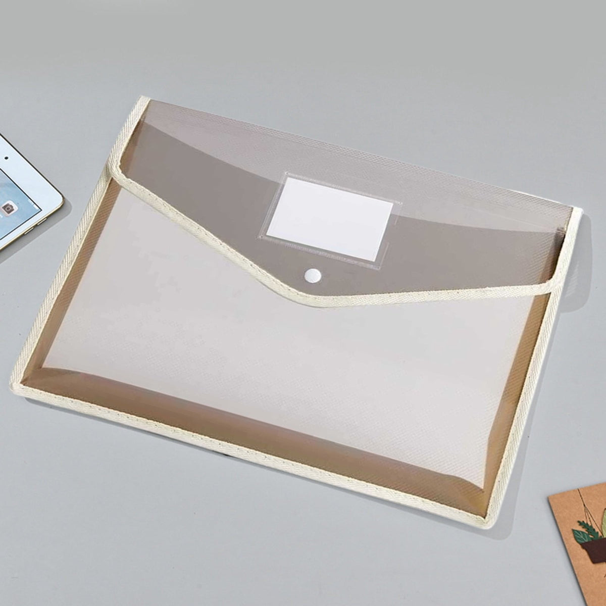 Expanding Document Pouch with Snap Closure, Clear Plastic File Folder with Label Pocket, 11 x 14.6 in - Image 4
