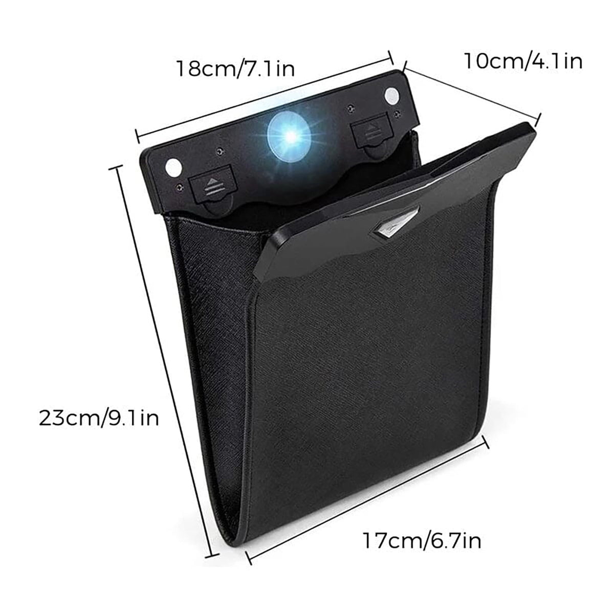 Hanging Car Trash Bin with LED Light, Leak-Proof Faux Leather Bag for Seat Back or Console - Image 3