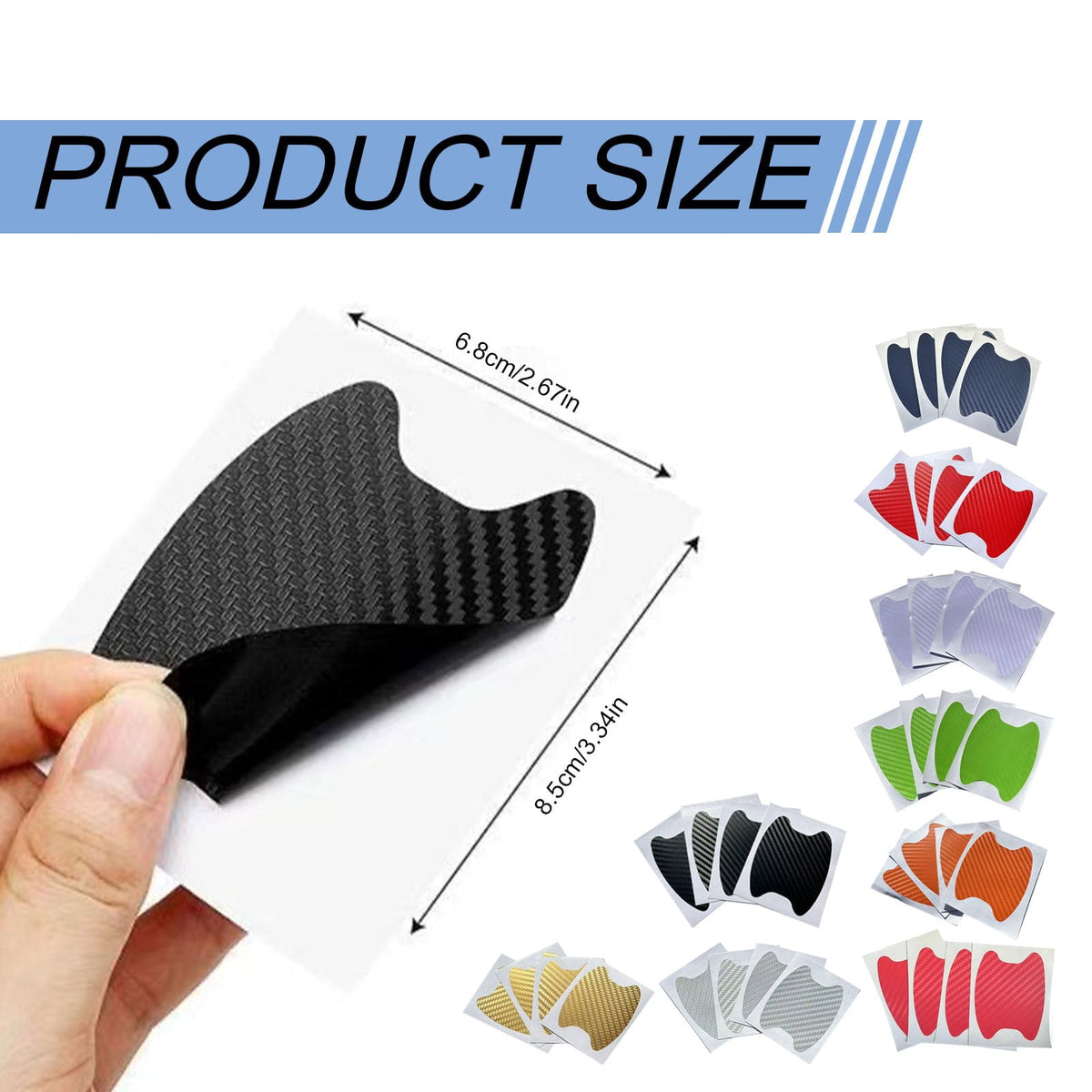 Carbon Fiber Texture Door Handle Protector Film, Scratch Guard Decals for Car Doors, White - Image 3