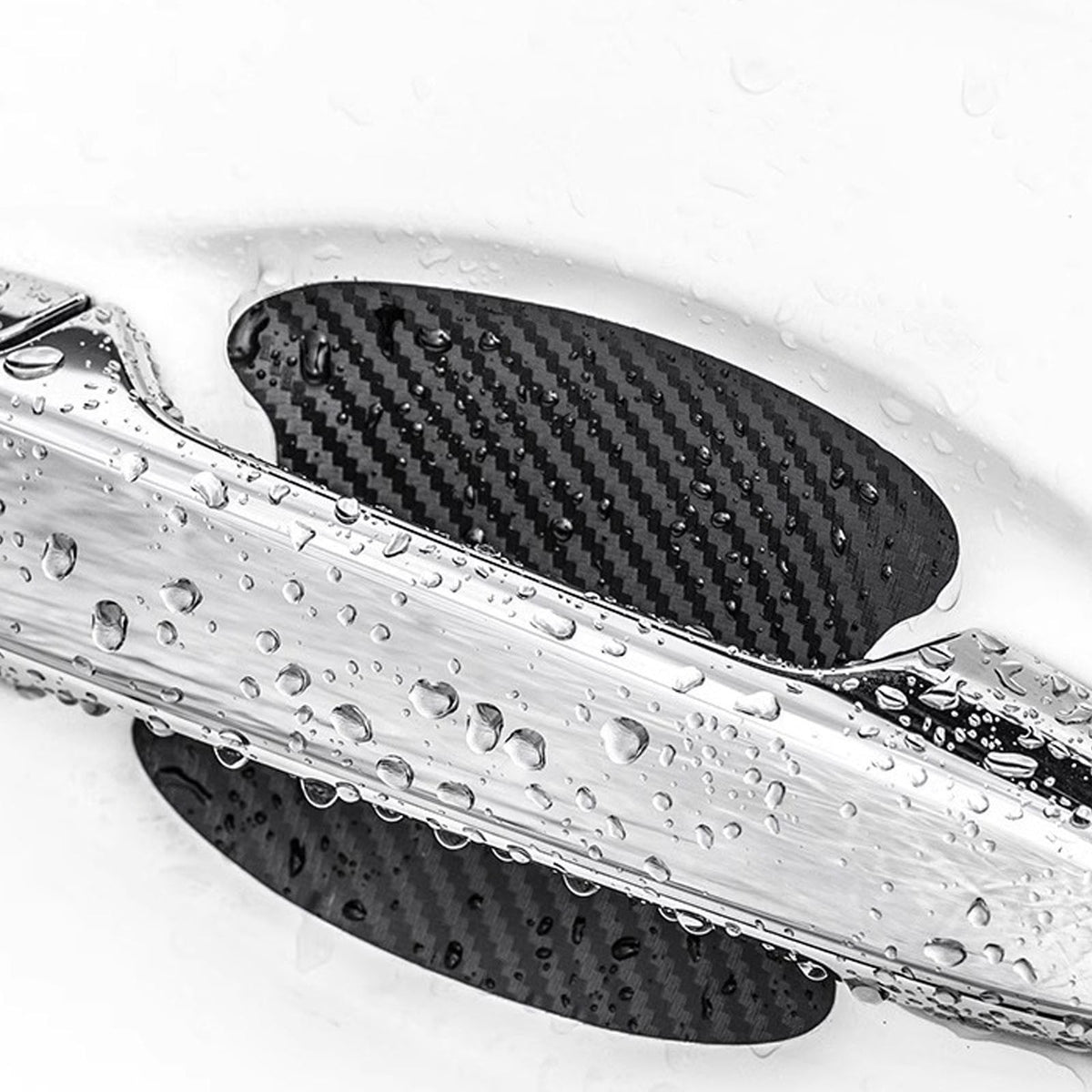 Carbon Fiber Texture Door Handle Protector Film, Scratch Guard Decals for Car Doors, White - Image 5
