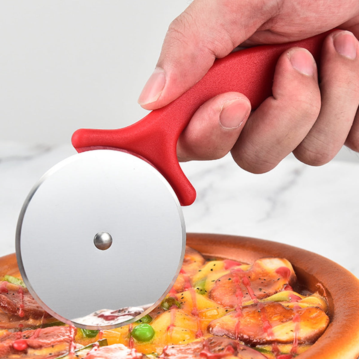 Pink Pizza Wheel with Stainless Steel Blade and Ergonomic Handle, Slicer for Pastry and Dough - Image 5