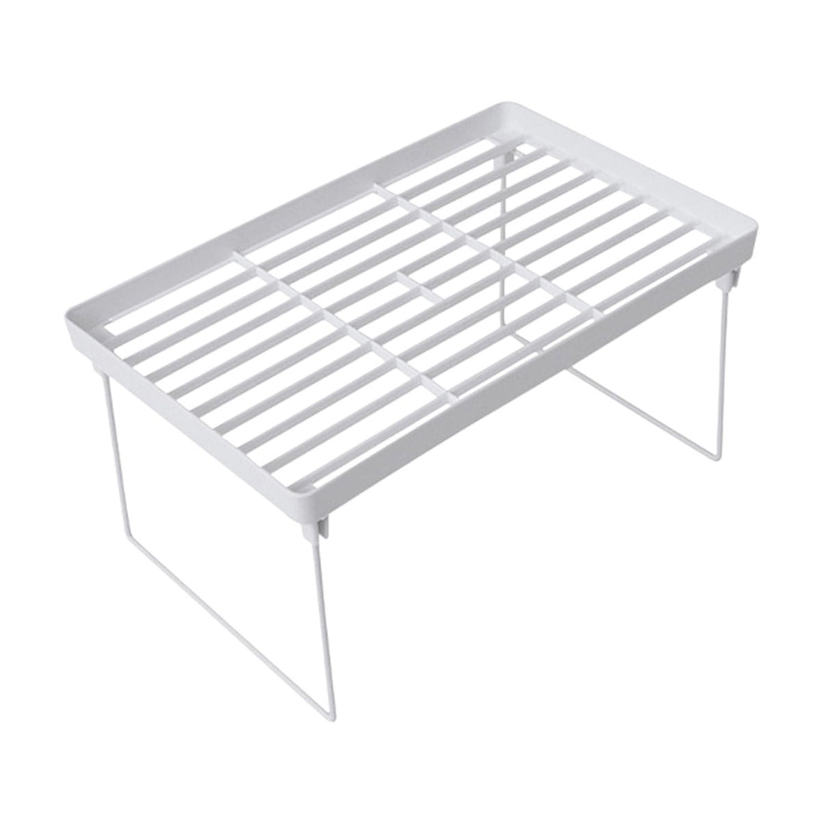 Foldable Two-Tier Desktop Rack, White Riser Shelf for Monitor, Books and Supplies