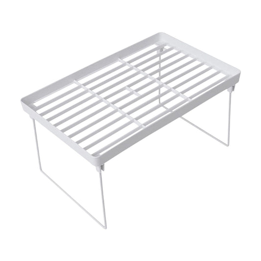 Foldable Two-Tier Desktop Rack, White Riser Shelf for Monitor, Books and Supplies