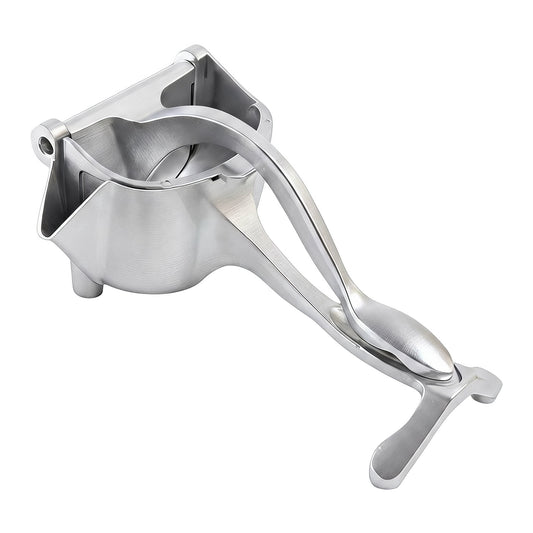Lever-Press Hand Juicer for Lemons, Limes and Oranges, Silver Citrus Squeezer with Strainer