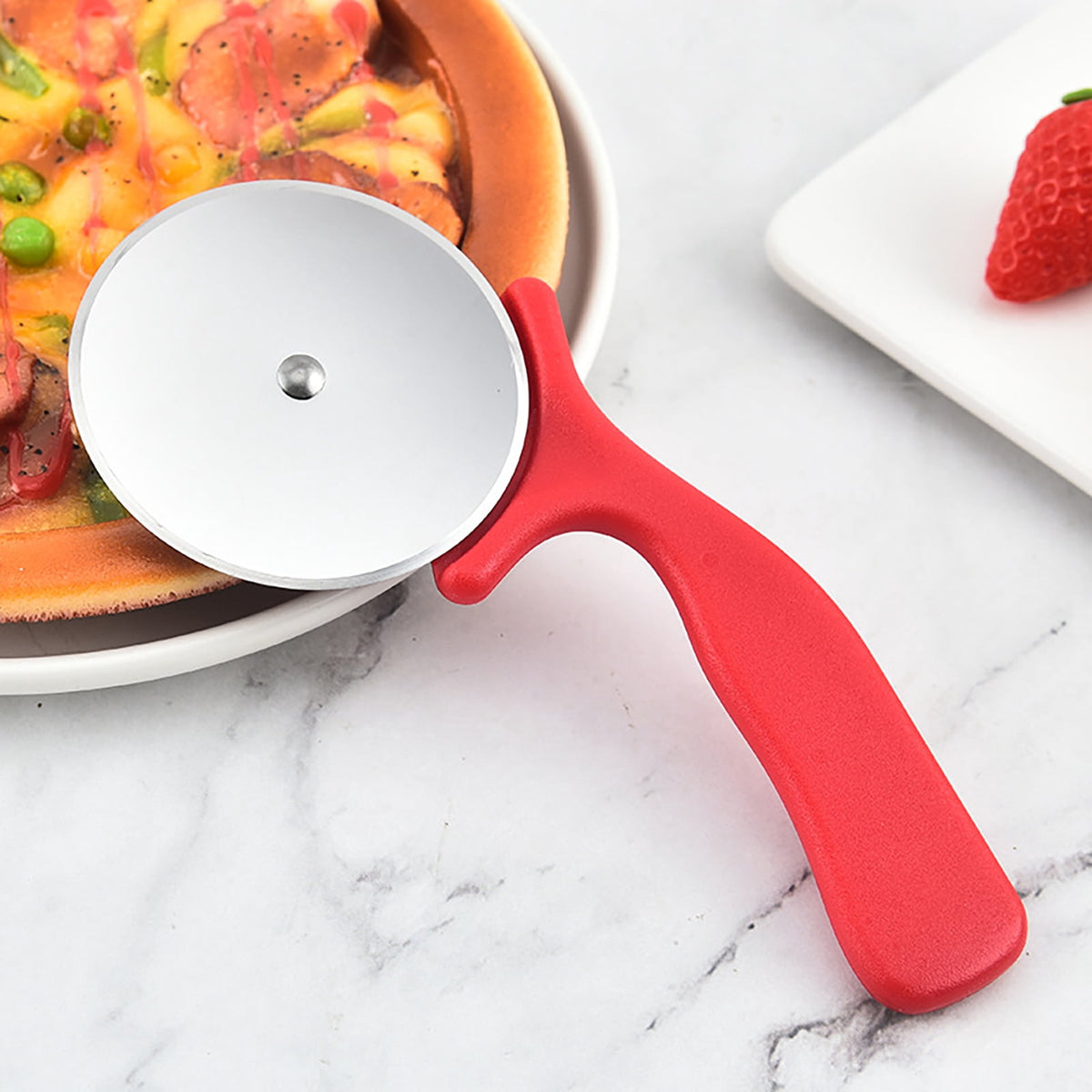 Pink Pizza Wheel with Stainless Steel Blade and Ergonomic Handle, Slicer for Pastry and Dough - Image 3