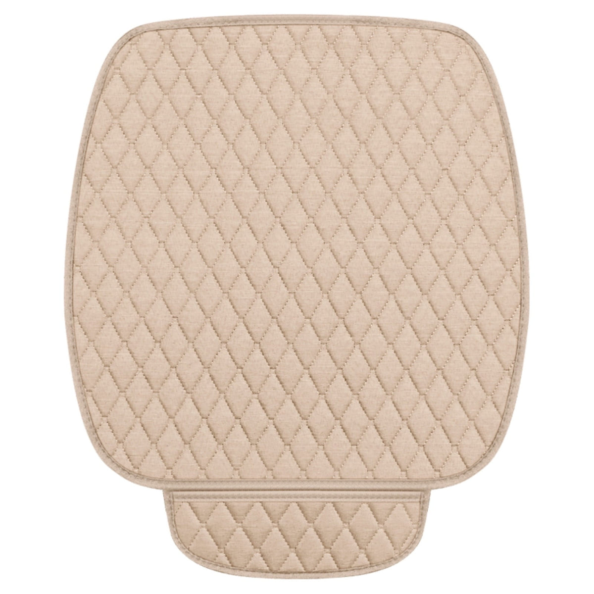 Breathable Linen Car Seat Cushion with Storage Pouch and Non-Slip Base, Beige