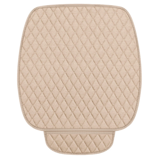 Breathable Linen Car Seat Cushion with Storage Pouch and Non-Slip Base, Beige