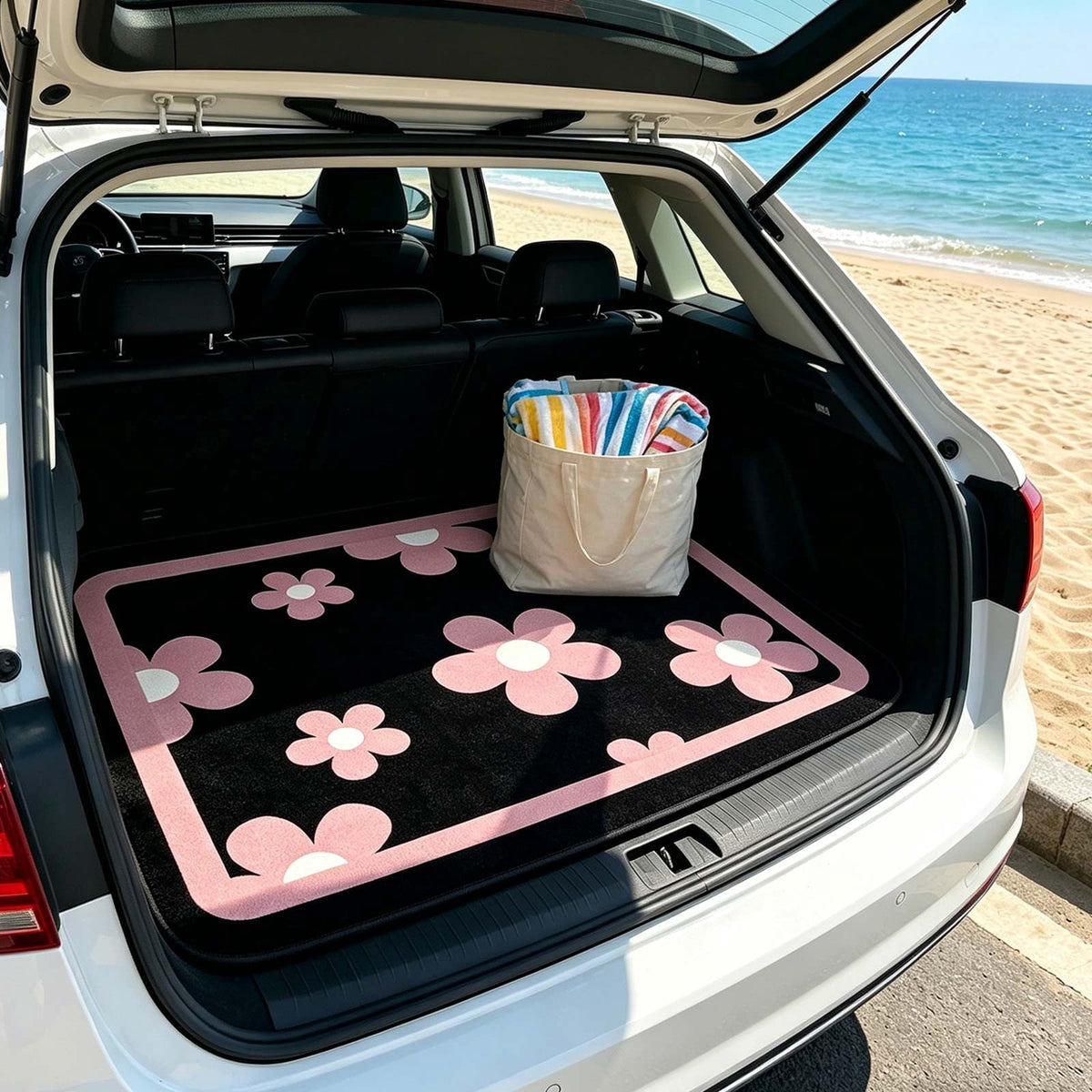 Floral Print Trunk Liner Mat, Non-Slip Polyester Cargo Protector for Cars, SUVs and Trucks, 100 x 75 cm - Image 2