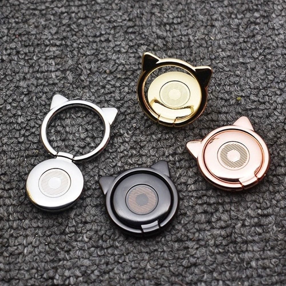 Cat Ear Phone Ring Grip and Kickstand, 360 Degree Rotating Metal Finger Holder - Image 4