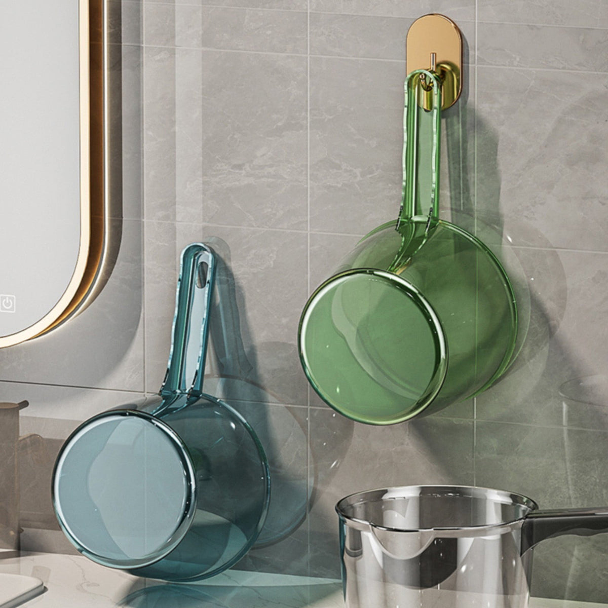 Long-Handle Plastic Water Scoop, Green Dipper for Kitchen, Bath and Plant Watering - Image 5