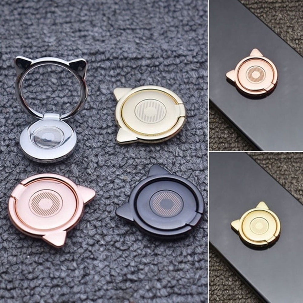 Cat Ear Phone Ring Grip and Kickstand, 360 Degree Rotating Metal Finger Holder - Image 2