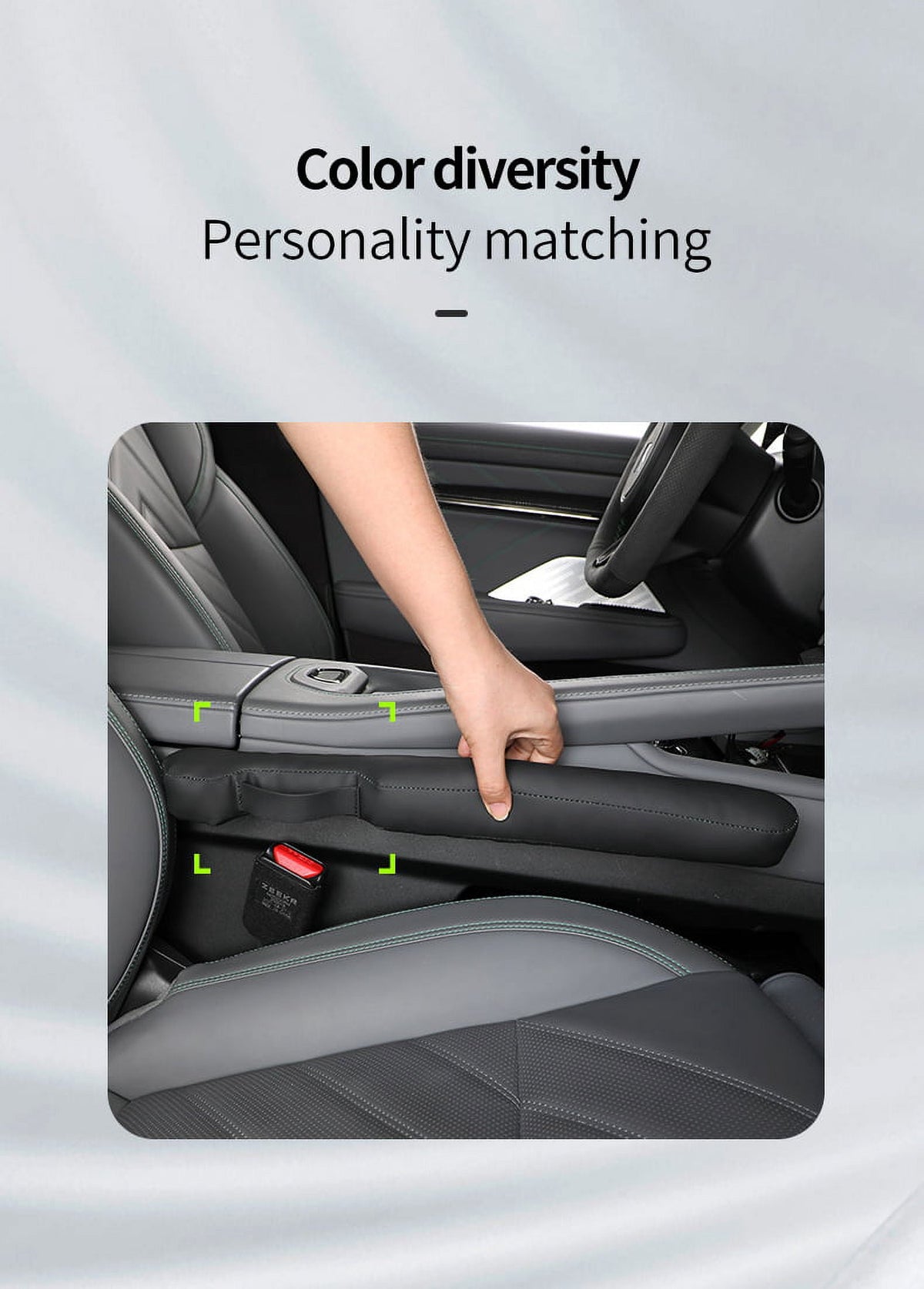 Car Seat Gap Fillers, Soft Faux Leather Blockers Between Seat and Console, Pack of 2 - Image 2
