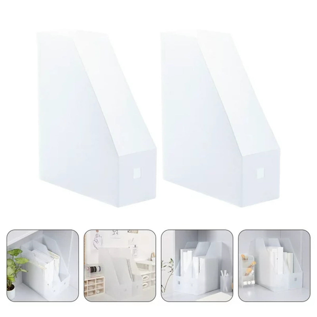 Clear Acrylic Magazine Holders, Upright File Boxes for Folders, Notebooks and Documents, Set of 2 - Image 6