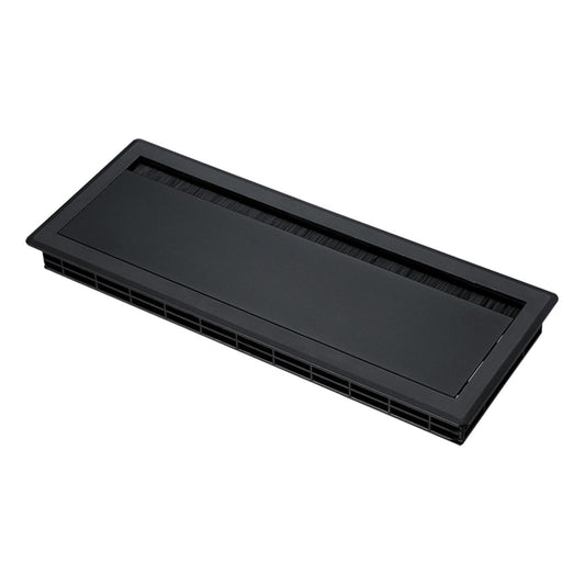 Black Aluminum Cable Box Cover for Desks, Flush-Mount Cord Grommet Lid, 30 x 12 cm
