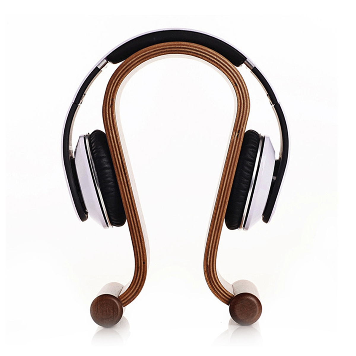 Walnut-Tone Wooden Headset Stand, Desk Display Holder for Gaming and Studio Headphones - Image 6