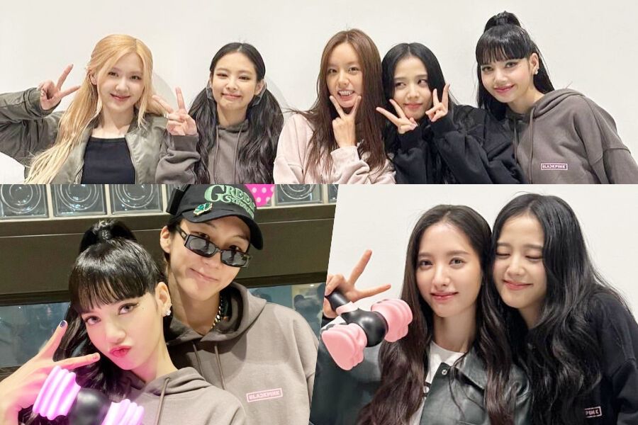 BLACKPINK berpose untuk foto dengan Hyeri Girl’s Day, Minnie (G)I-DLE, WJSN WJSN, Lee Seung Hoon WINNER, dan banyak lagi di konser mereka